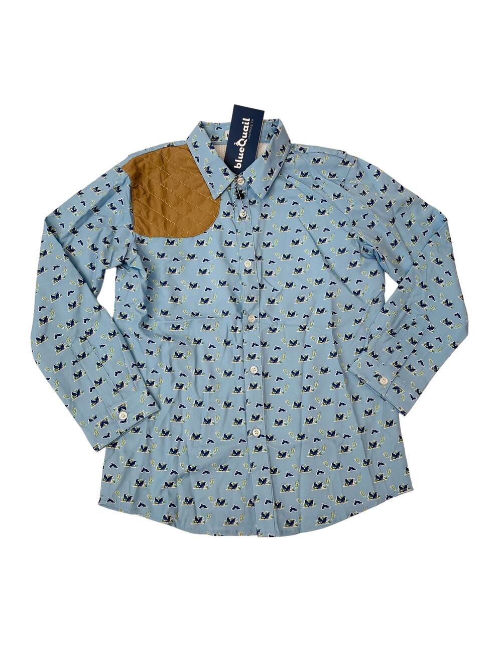 NWT Blue Quail Size 8 Quail Woodblock Long Sleeve Shirt